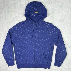 Nike Blue Graphic Print Fleece Pullover Hoodie Men's M Hooded Kangaroo Pocket
